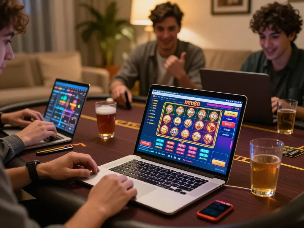 Gamers immersed in an exciting online session with mm88, showcasing vibrant gameplay.