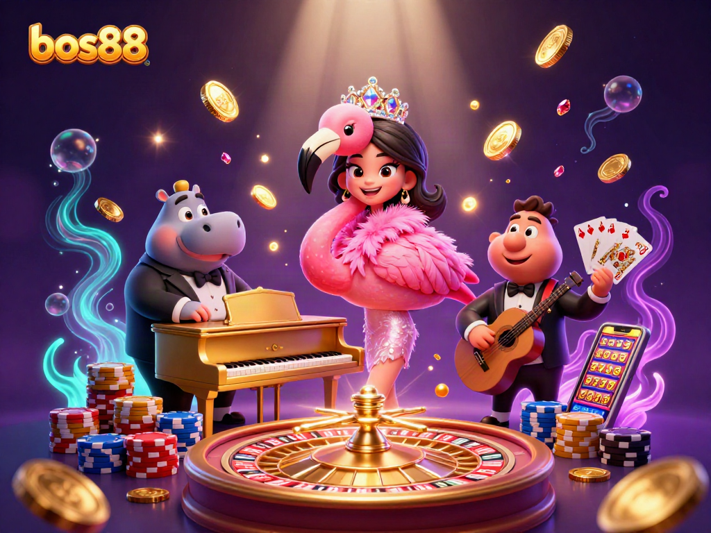 Jangan lewatkan keseruan bos88 saat bermain slot dengan nyanyian flamingo dan musik hippo.