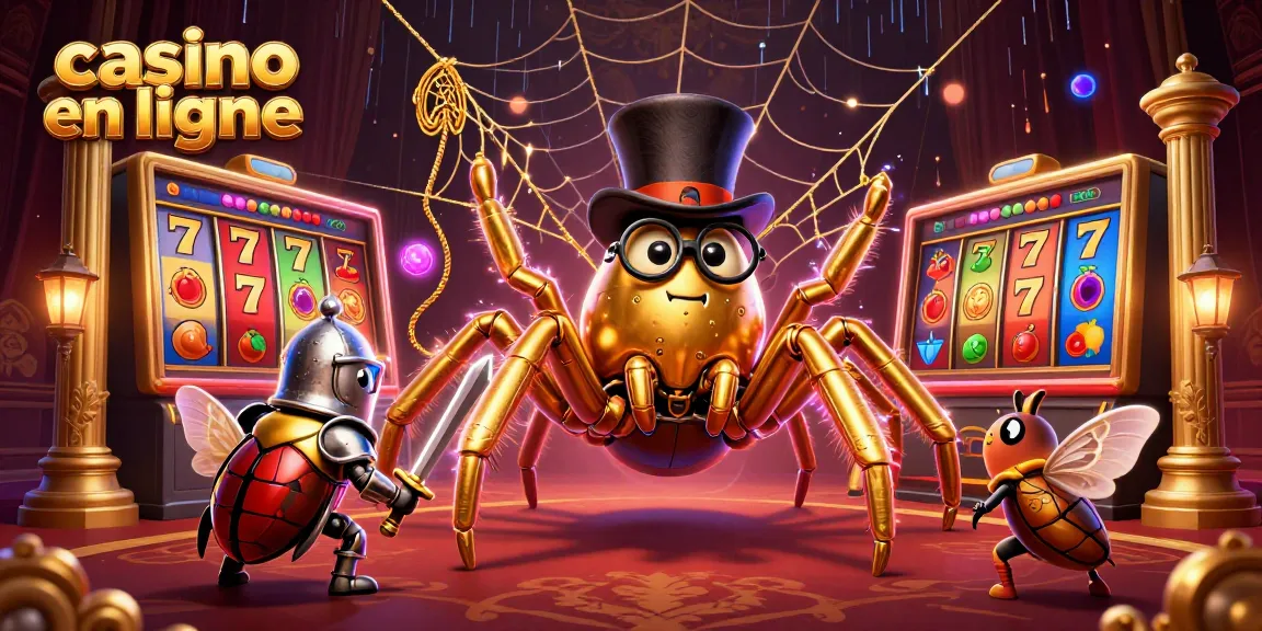 Jouez à casino en ligne avec des machines à sous excitantes symbolisées par une araignée dorée.