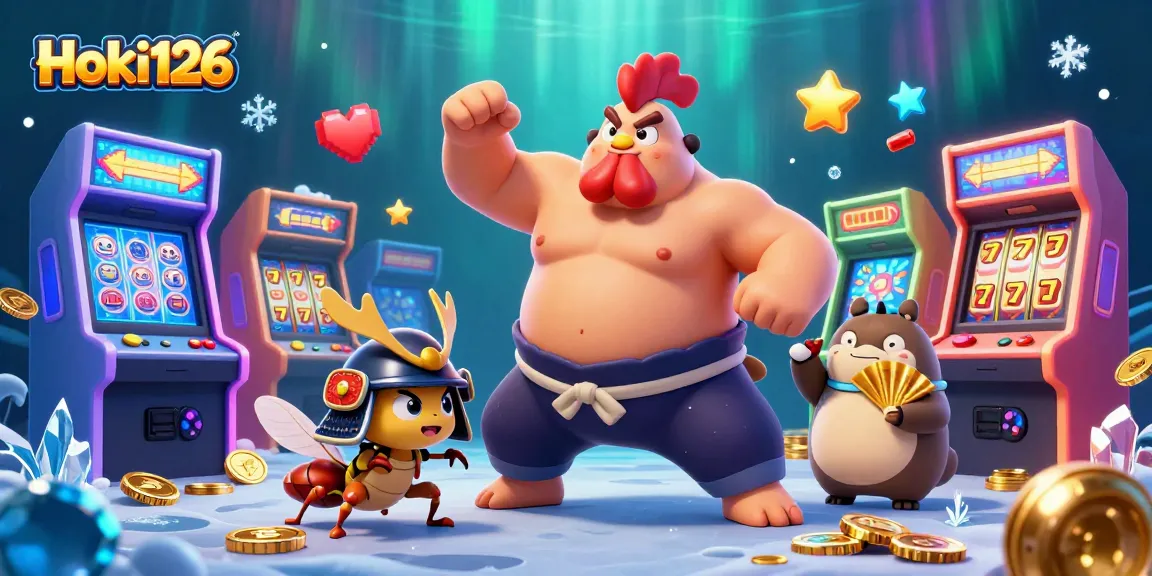 Experience Hoki126 gameplay featuring creative 3D characters in a vibrant casino scene.