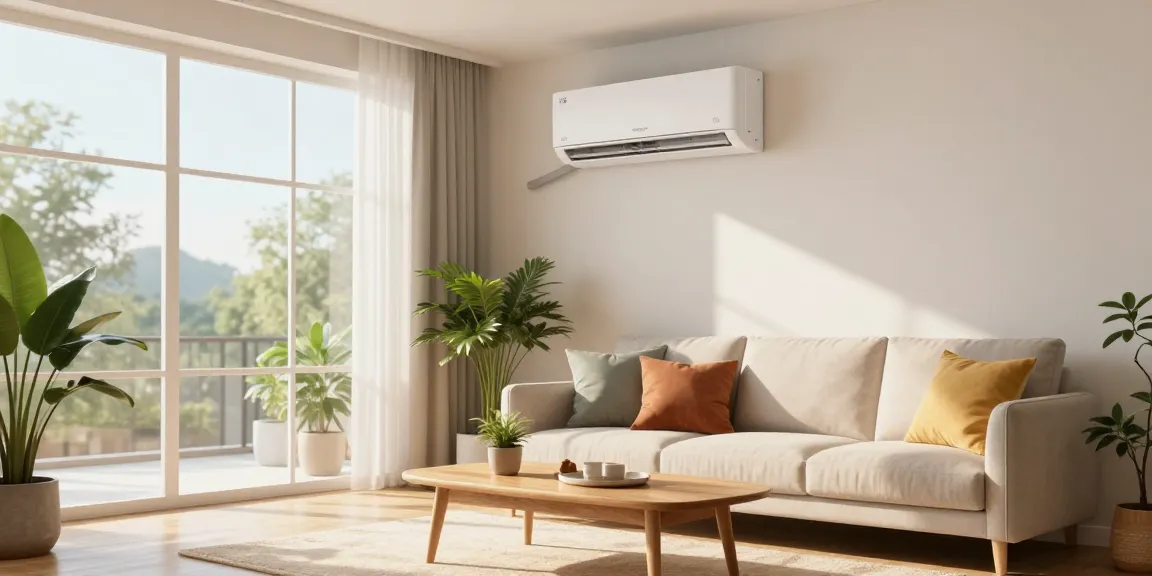 Modern living room showcasing a 12000 BTU mini split air conditioner providing efficient cooling and style.