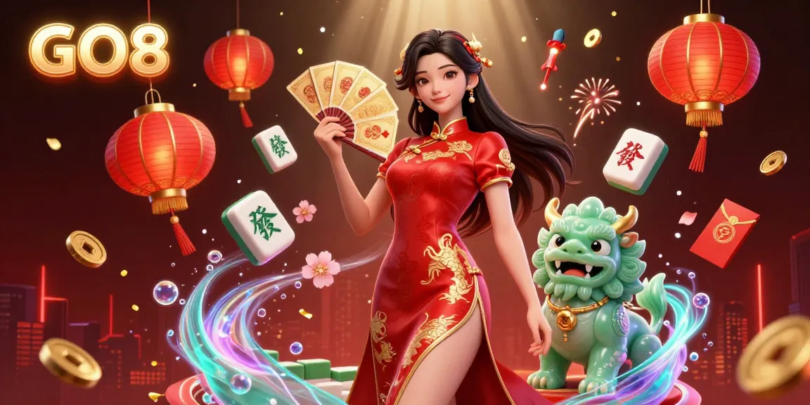 Experience GO8's captivating online gaming world through a vibrant, ultra-detailed 3D illustration of a casino scene.