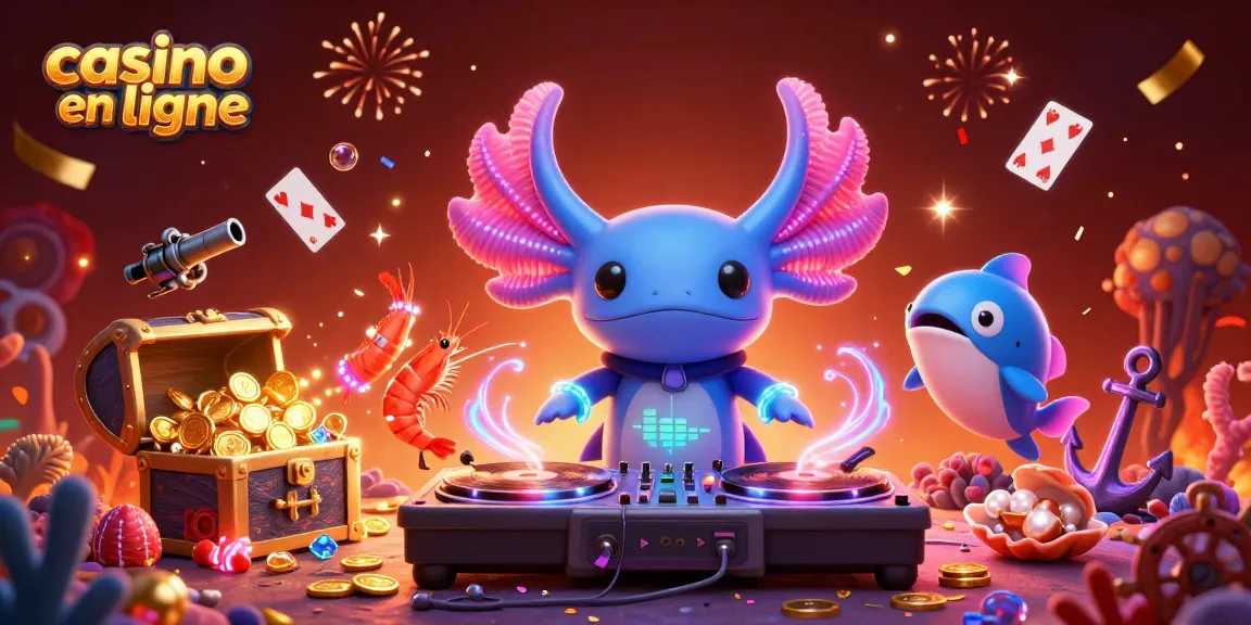 Jouez au casino en ligne avec l'axolotl DJ et des animations hypnotisantes sous l'eau.