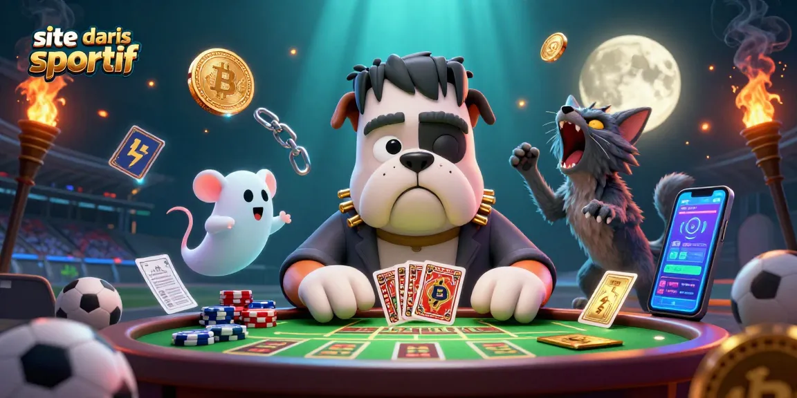 Pariez sur un site de paris sportif avec un bulldog Frankenstein et un chat loup dans une scène ludique.