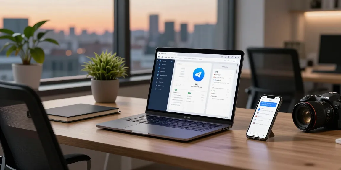 Setting up the Telegram Chinese app guide on a modern tech workspace with vibrant ambiance.
