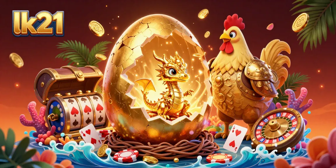 Engage with exciting gambling scenes featuring lk21 and vivid illustrations of golden treasures and games.