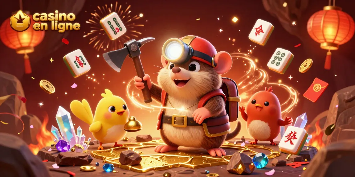 Jouez au casino en ligne avec ce mignon petit taupe et son canari, entourés de richesses étincelantes.