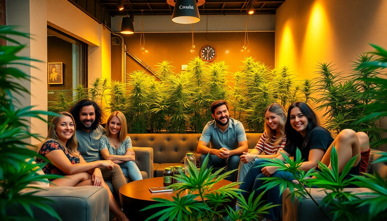 Enjoying community in the Cannabis Social Club Lloret de Mar with friends and greenery.