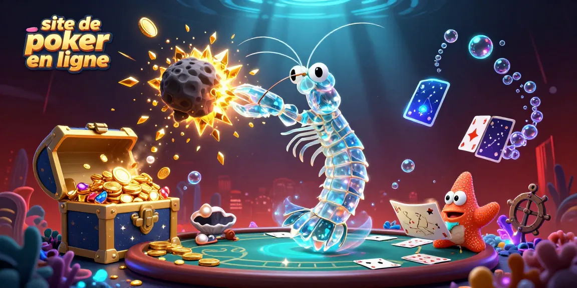 Visuel dynamique sur un site de poker en ligne avec des éléments de jeu captivants.