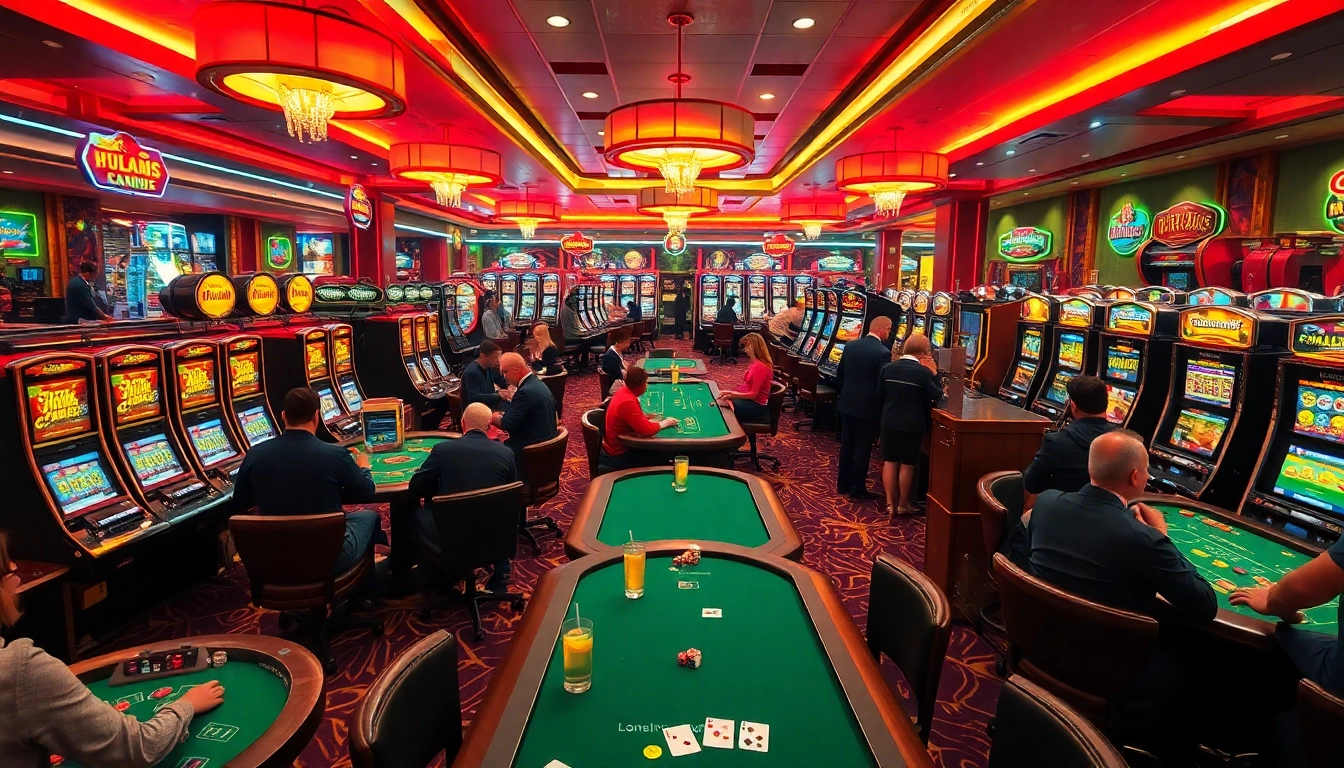 Menangkan agen89 di kasino dengan mesin slot berwarna-warni dan pemain yang bersemangat.