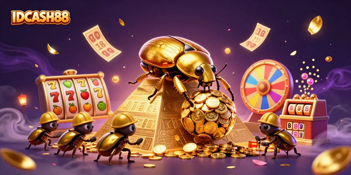 Engage with exciting wins at IDCASH88 through a vibrant, dynamic casino-themed illustration.