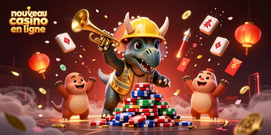 Découvrez un nouveau casino en ligne avec une illustration vibrante de personnages et d'éléments de jeu.