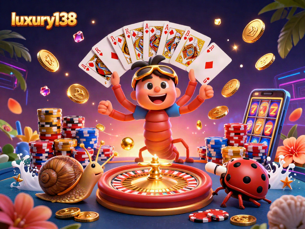 Luxury138 menghadirkan suasana kasino dengan dealer kartun dan chip besar bergerak cepat.