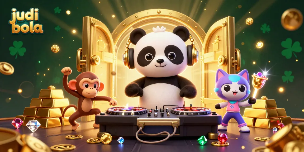 Experience the excitement of judi bola with a vibrant 3D illustration showcasing playful characters and dazzling casino elements.