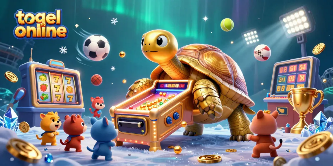 Engage in togel online with thrilling casino elements, and a lively scene featuring a golden tortoise pinball