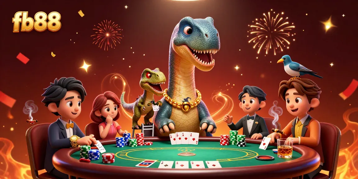 Experience thrilling poker action with a dynamic brontosaurus and clever raptor at fb88 casino.