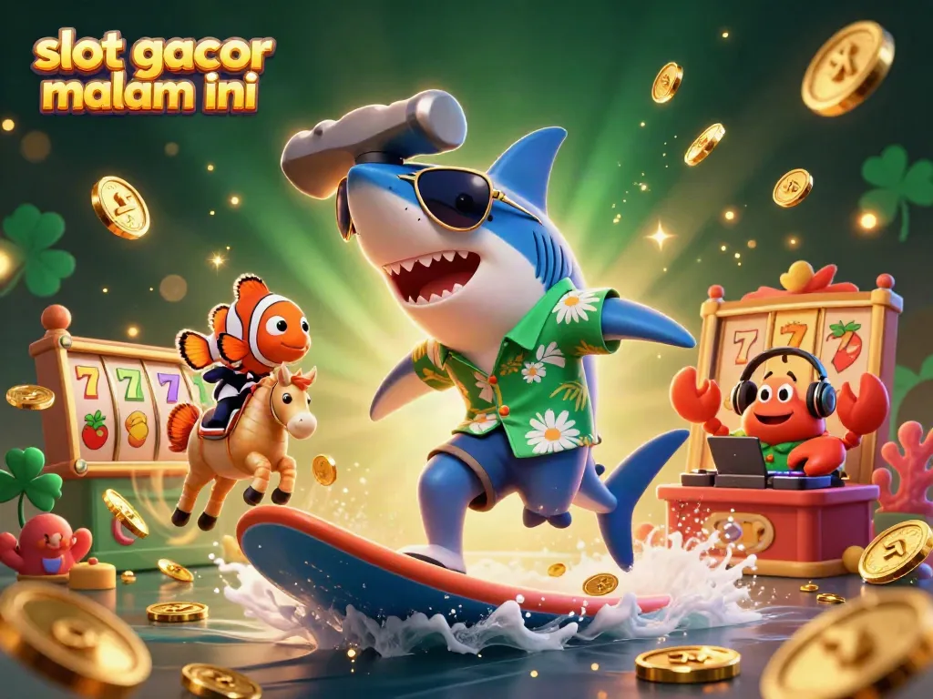 Slot gacor malam ini, pesta jackpot dengan hiu kartun dan sahabat laut di latar kasino