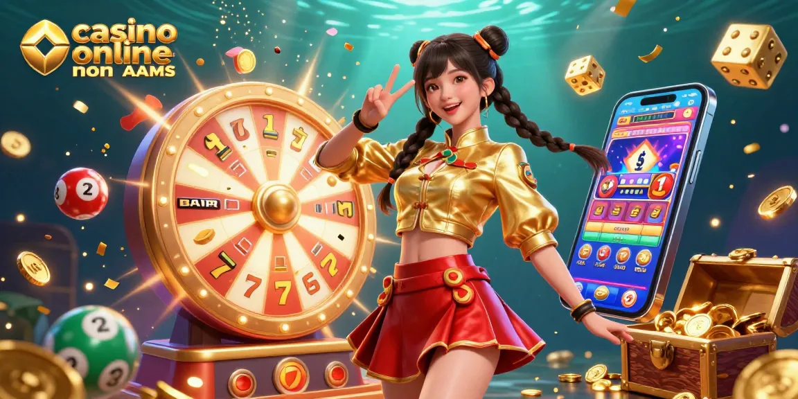 Vivi l'emozione dei casino online non AAMS con personaggi vivaci, simboli fortunati ed elementi di gioco dinamici.