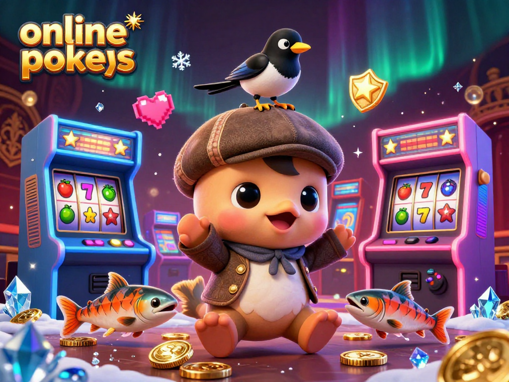 Engage in exciting online pokies with vibrant visuals featuring playful characters and classic gaming elements.