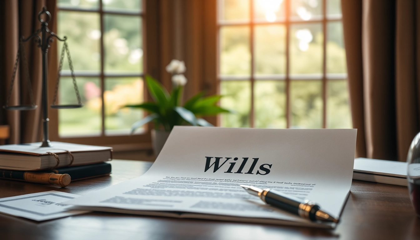 Detail of Wills document on a desk with elegant stationery and natural light.