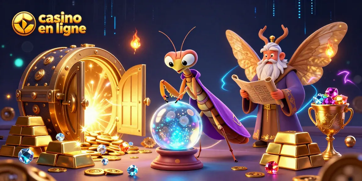 Explorez le monde captivant du casino en ligne avec des éléments magiques et des trésors scintillants.