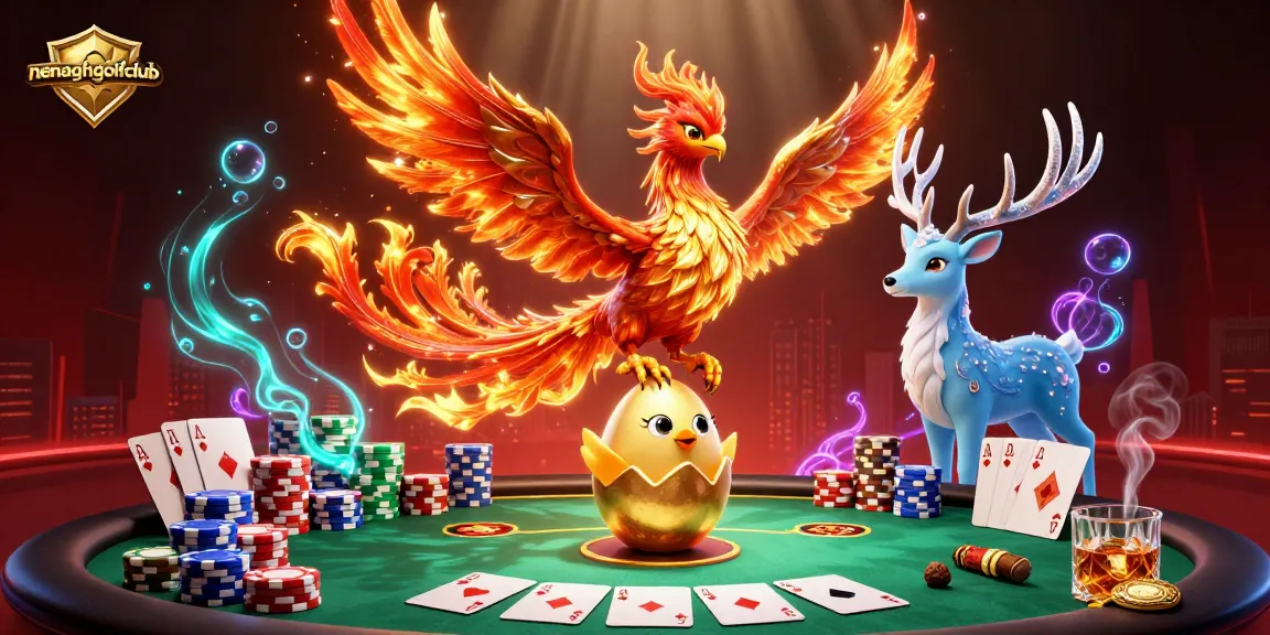 Nenaghgolfclub brings thrilling poker action to life with vibrant illustration of poker elements.
