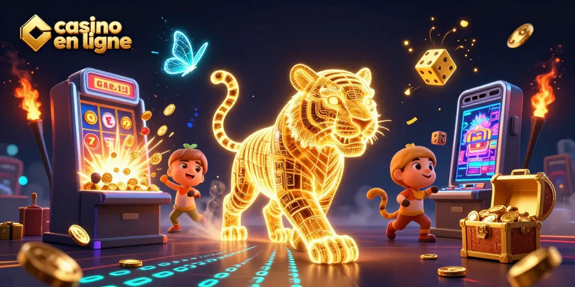 Plongez dans le monde du casino en ligne, avec un tigre lumineux et des gains éclatants.