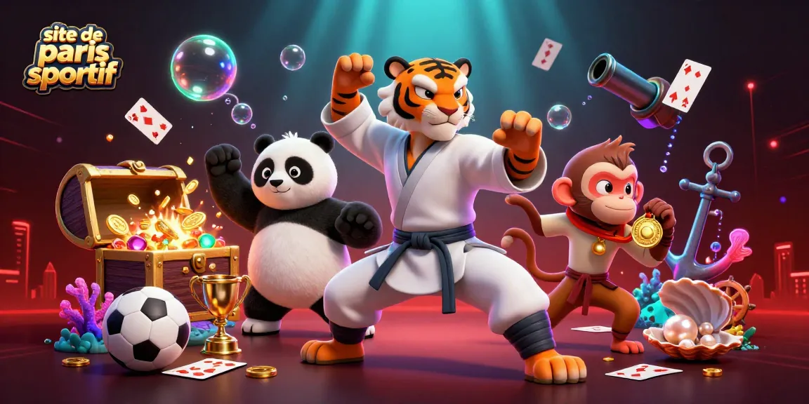 Pari et gagne sur le site de paris sportif avec une scène animée de tigres et de panda.