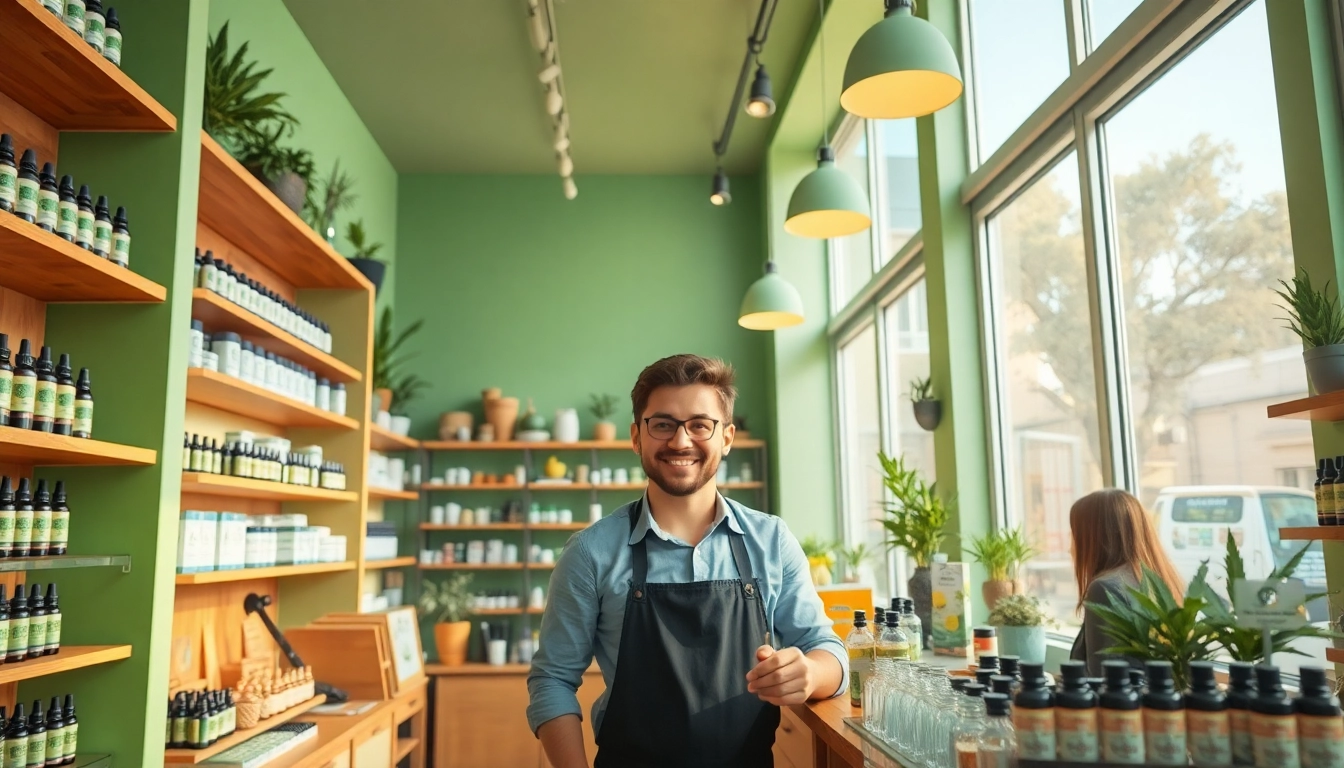 Explore the inviting atmosphere of CBD Madrid with a friendly staff member engaging customers.