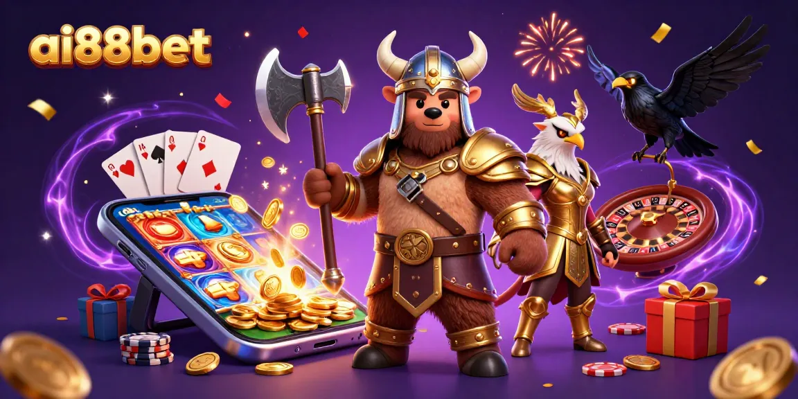 Experience thrilling slots action with ai88bet's dynamic 3D gaming scene featuring vibrant characters.