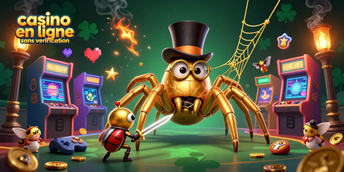Jouez dans un casino en ligne sans vérification avec une illustration de scène dynamique et colorée.