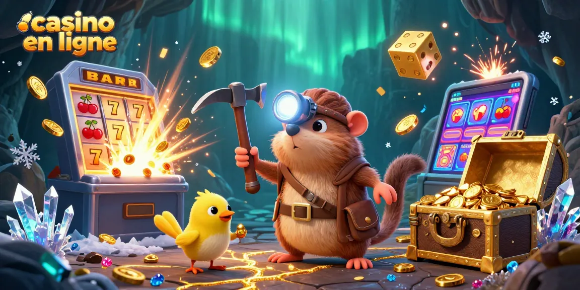 Vivez l'excitation d'un casino en ligne avec cette illustration captivante montrant un mole chasseur de trésors.