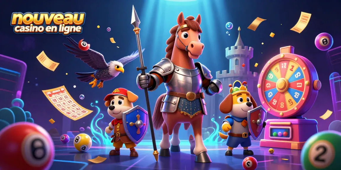 Nouveau casino en ligne avec des personnages 3D dans une scène dynamique et colorée de jeux d'argent