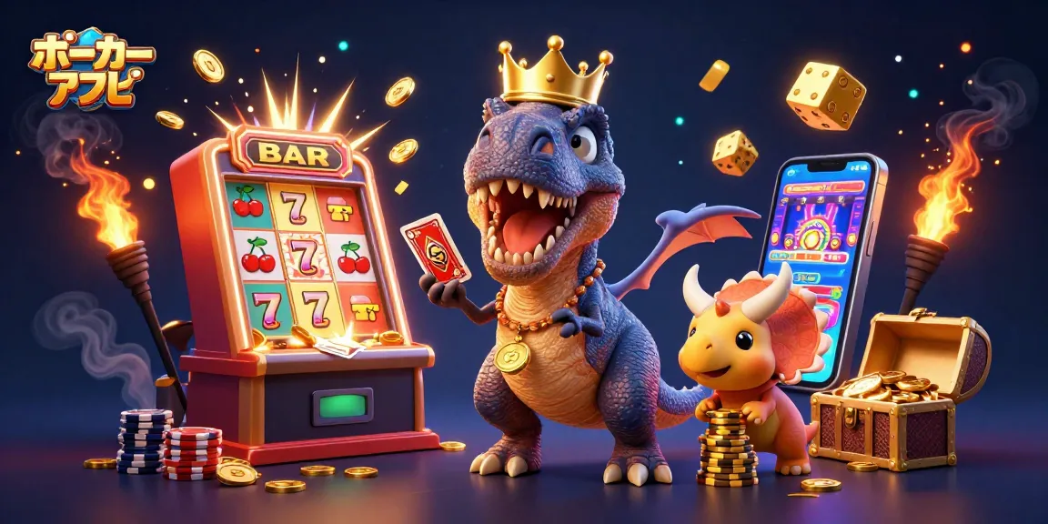ポーカーアプリで楽しむ3Dキャラクターがカードを扱い、ゴールドチップを積み上げるシーン。