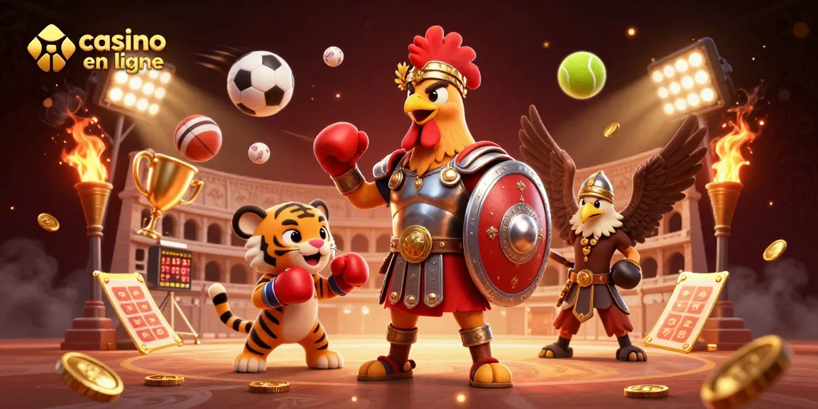 Jouez au casino en ligne avec ce célèbre gladiateur et un dragon combattant sous une ambiance dynamique.