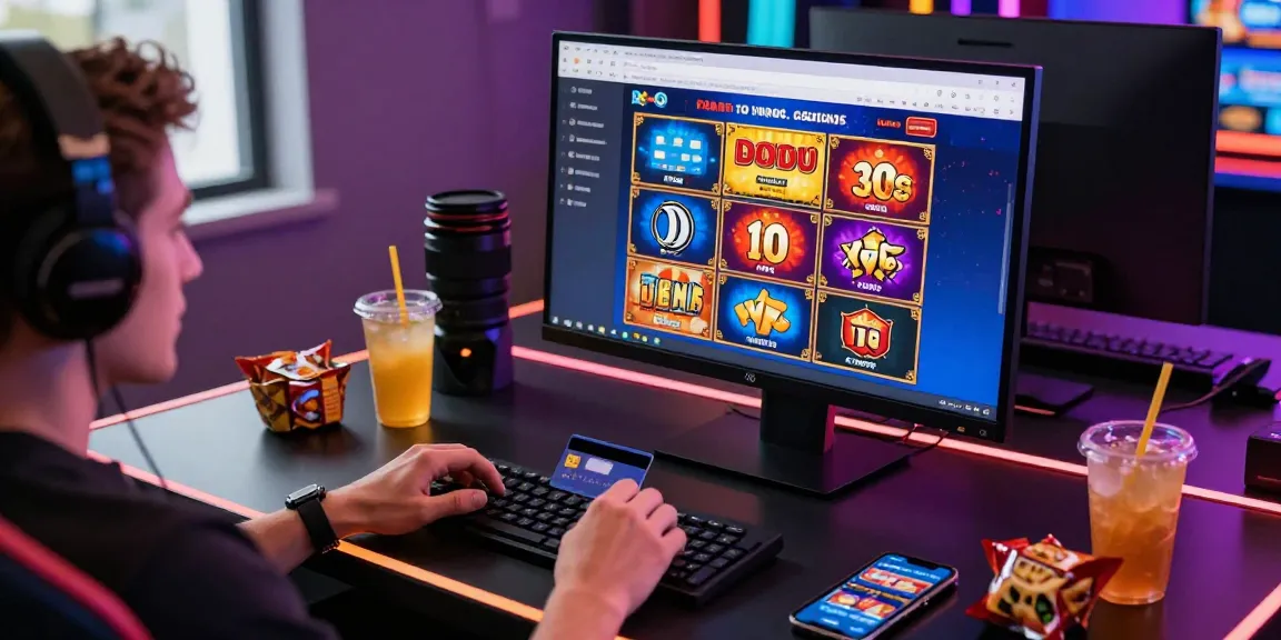 Engaging player enjoying online gaming experience at casinos that accept credit cards, vibrant graphics on screen.