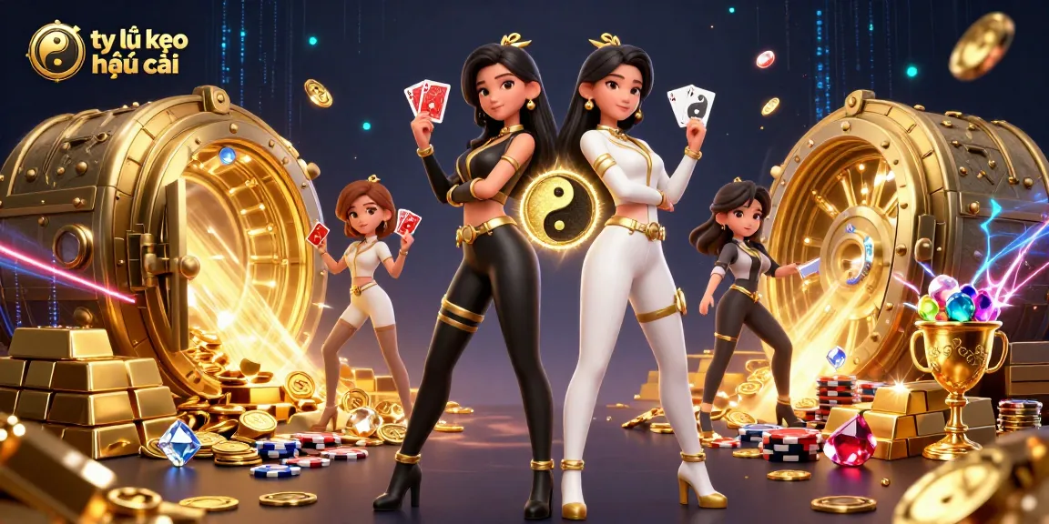Engage with tỷ lệ kèo nhà cái while admiring stunning visuals of two Asian women in a casino scene.
