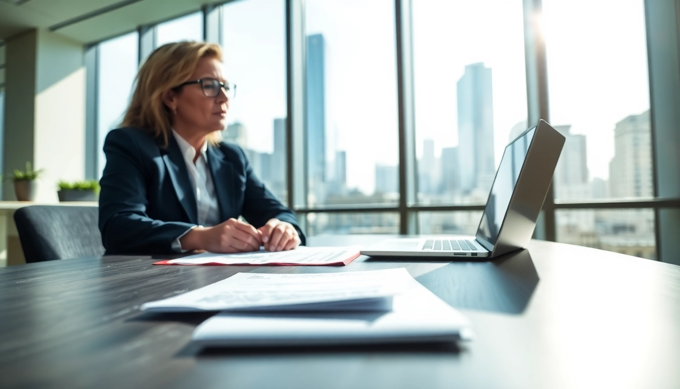Engaging consultant presenting contracts and grants documents in a bright office.