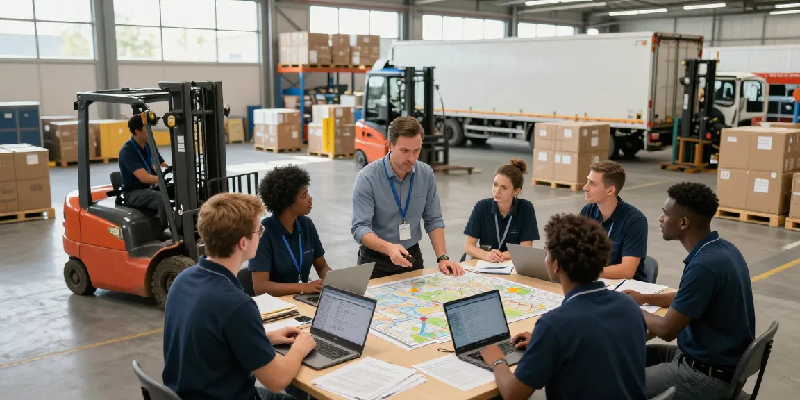 Logistikunternehmen in Dortmund: Ein engagiertes Team bei der Koordination internationaler Transporte in einem modernen Lager.