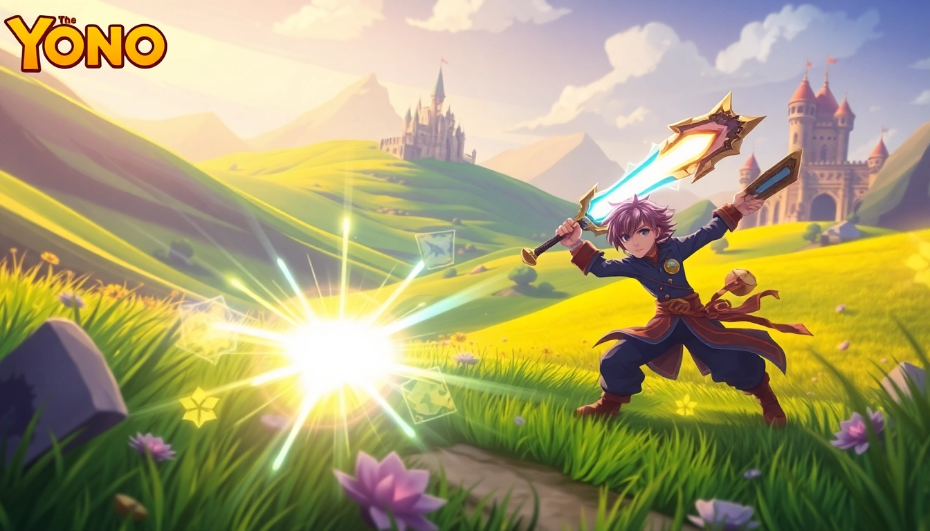 Action-packed scene of players engaging in the vibrant yono game, showcasing dynamic characters and fantasy elements.