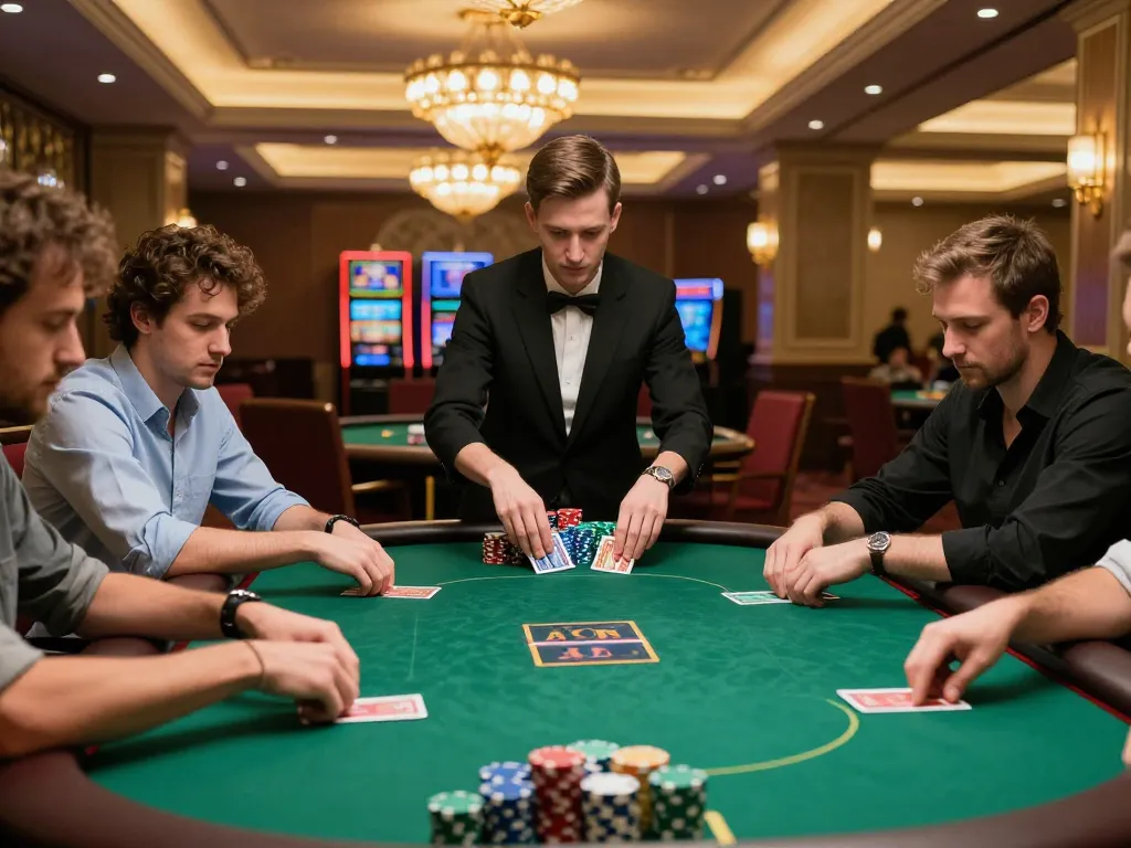 Players strategizing at the cm88 poker table in a luxury casino environment.