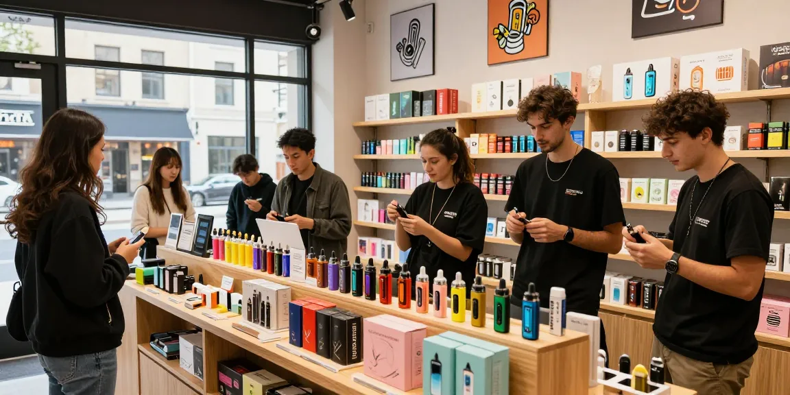 Customers exploring various vape products at 蒸氣天堂, a trendy vape shop.