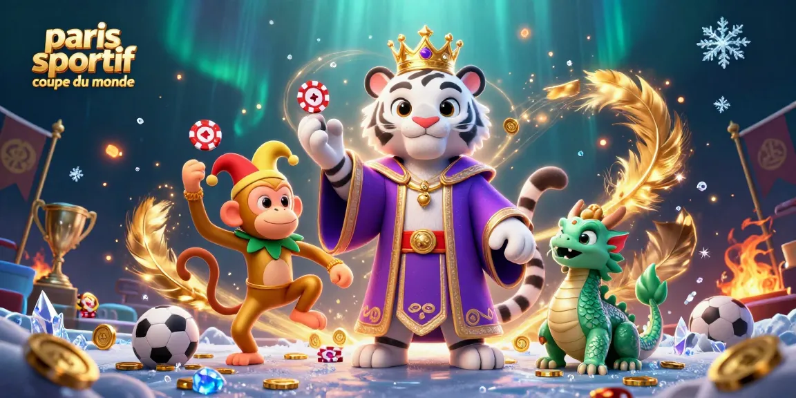 Pariez sur la Coupe du Monde avec un tigre majestueux et un singe amusant dans un cadre ludique.