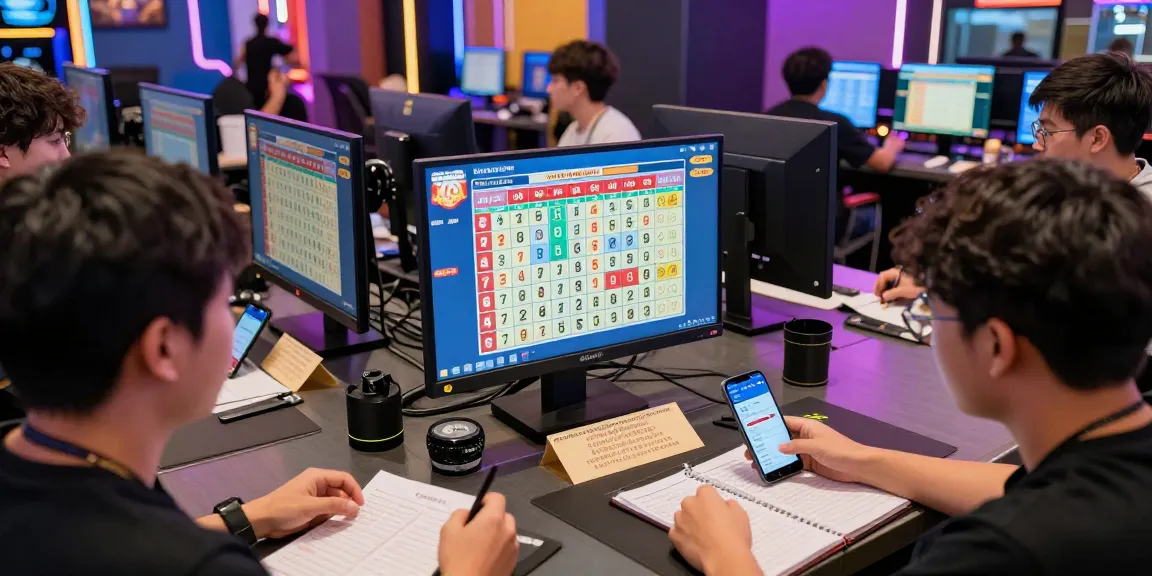 Engaged players using Jnetoto for live Toto Macau betting, vibrant gaming lounge atmosphere with real-time draw results.