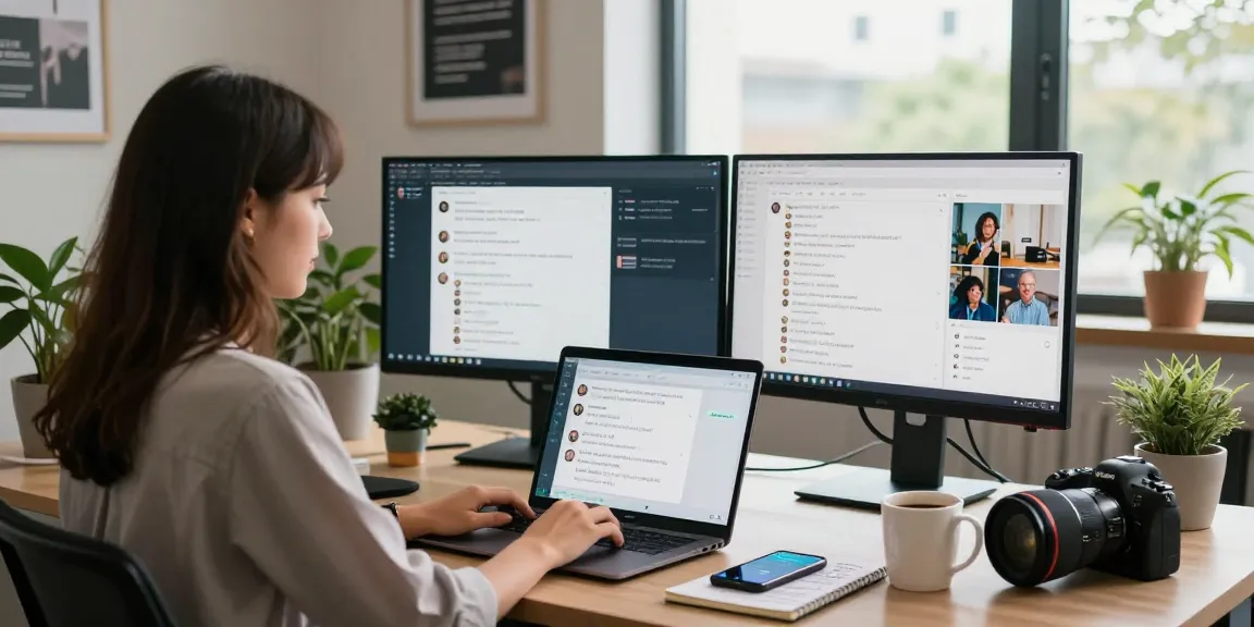 Expert using WhatsApp網頁版 on a laptop in a modern workspace, showcasing collaboration and communication.