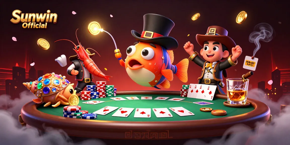 Experience thrilling gameplay with Sunwin Official as 3D anglerfish attracts golden coins in an extravagant casino scene.