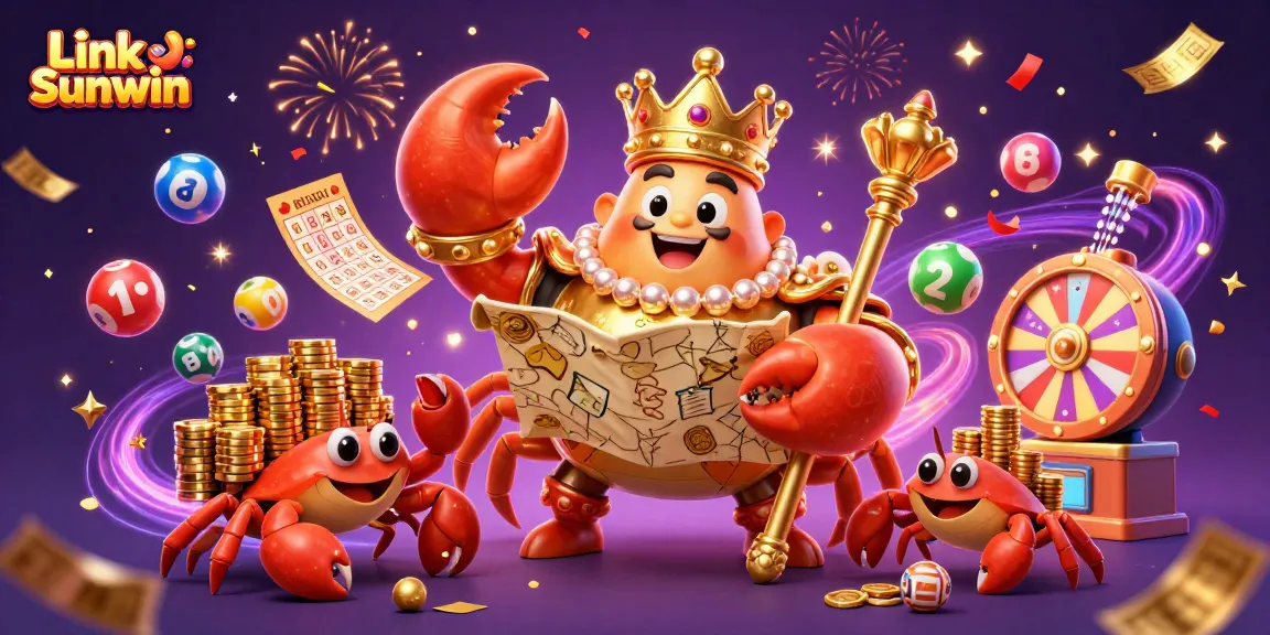 Engage with thrilling action at Link Sunwin, featuring dynamic lottery balls and a majestic crab emperor