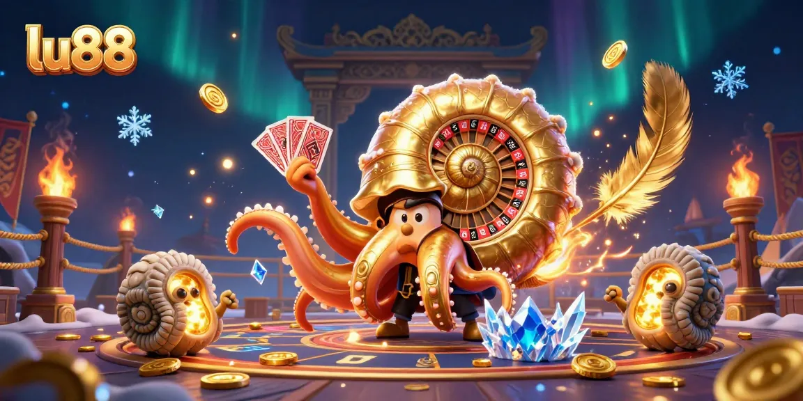 Experience the excitement of lu88 with a vibrant 3D casino illustration featuring a nautilus roulette wheel.