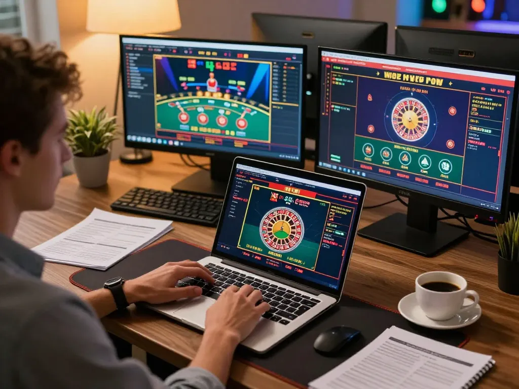 Engaging online gambling experience with sunwin, showcasing diverse games and a focused player.