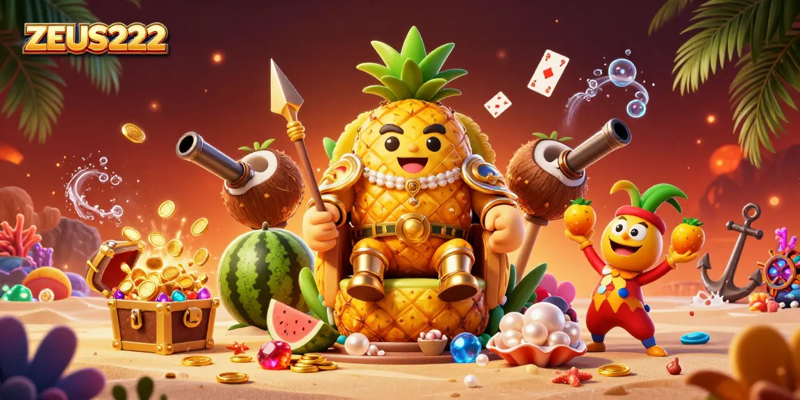 Experience the vibrant excitement of ZEUS222's casino atmosphere with a dazzling 3D illustration.